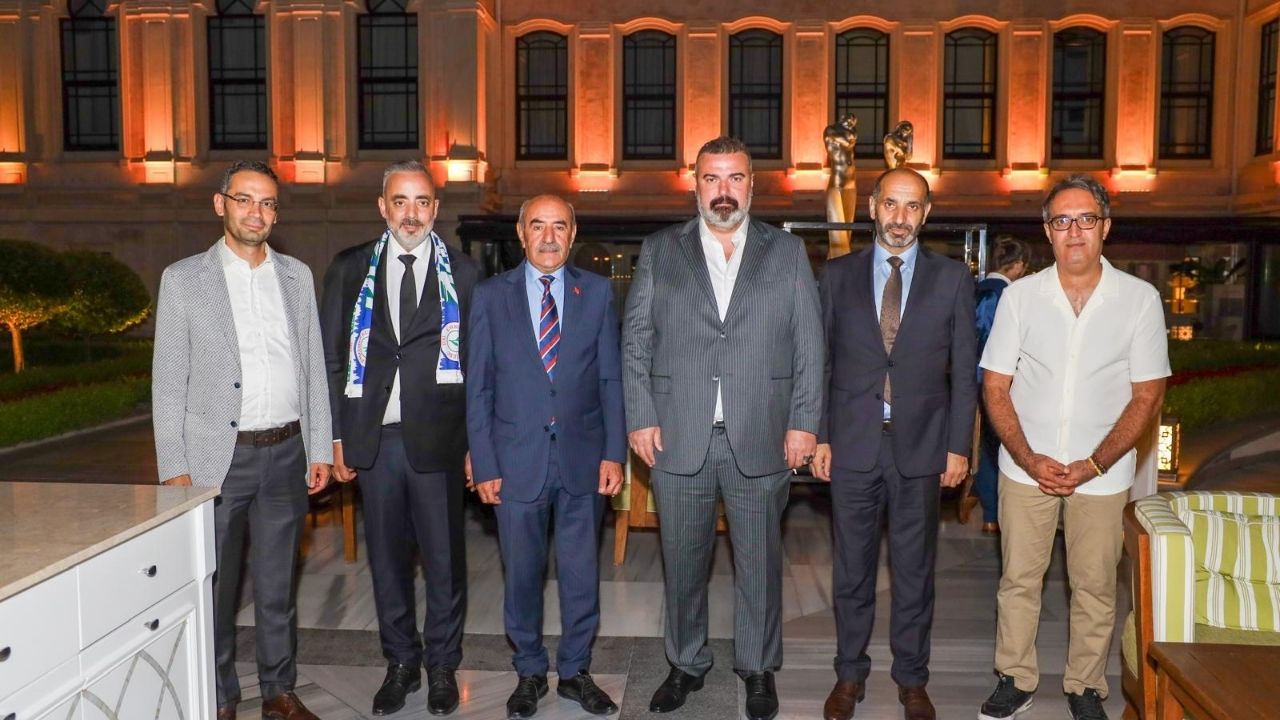 &Ccedil;aykur Rizespor Başkanı İbrahim Turgut, &Ccedil;evre, Şehircilik ve İklim Değişikliği Bakan Yardımcısı M&uuml;cahit Demirtaş, eski Başbakan Binali Yıldırım&rsquo;ın kız kardeşi Zeynep Demirtaş,.